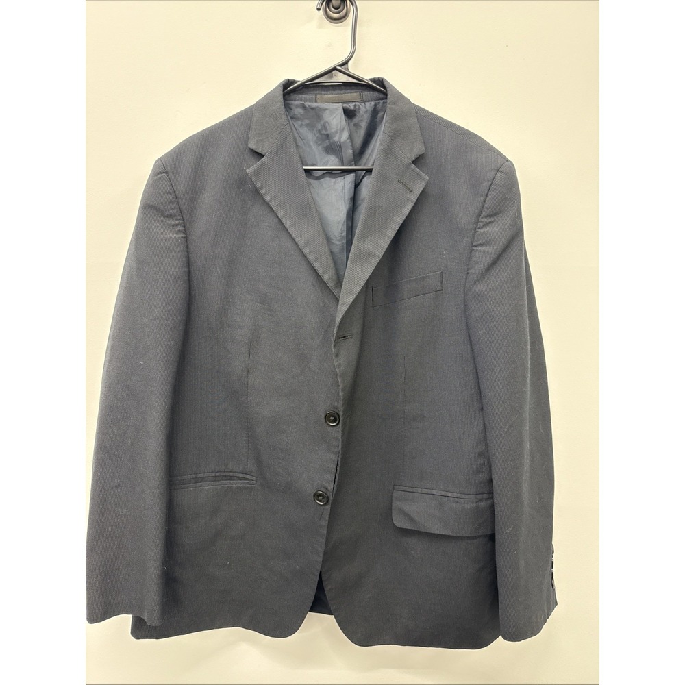 Geoffrey Beene Sport Coat Jacket Mens Black Gray Striped Blend Blazer 3-Button